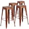 Flash Furniture Backless Copper Barstool with Square Wood Seat, 30" High, PK4 4-ET-BT3503-30-POC-WD-GG - alternate 2